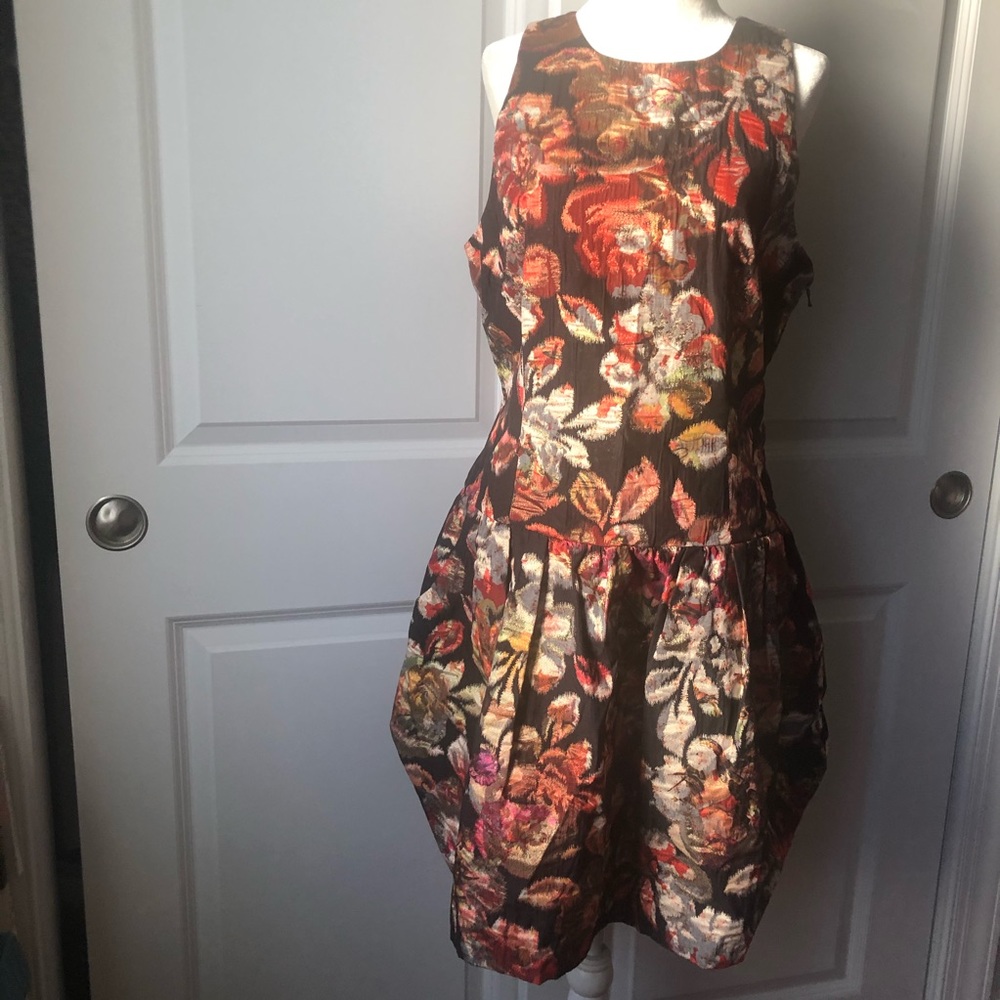 Anthro Floral Burnt Orange Dress